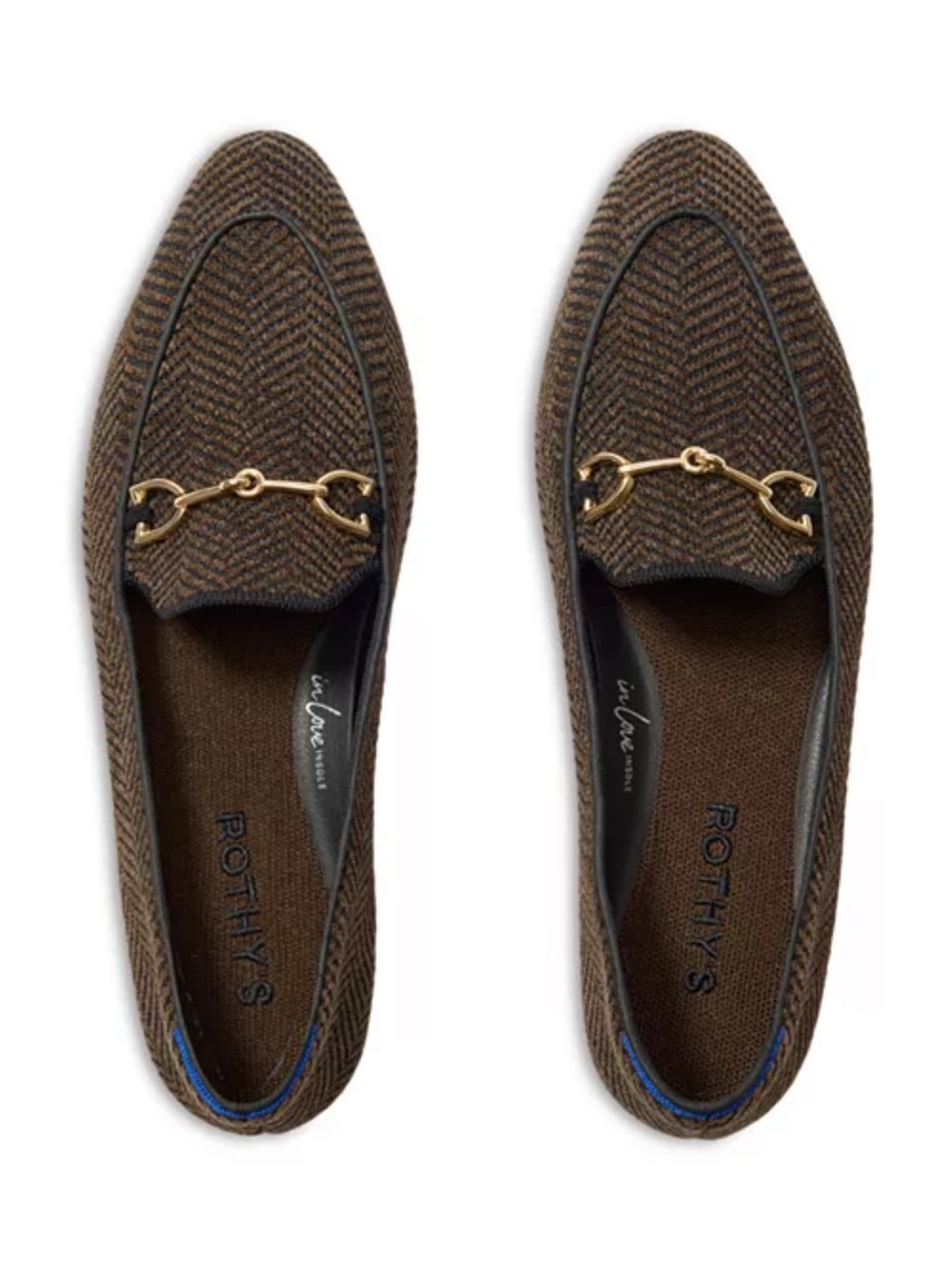 Rothy's The ReVelvet Double Bit Loafer Dark Herringbone Slip-On Loafers Size 9
